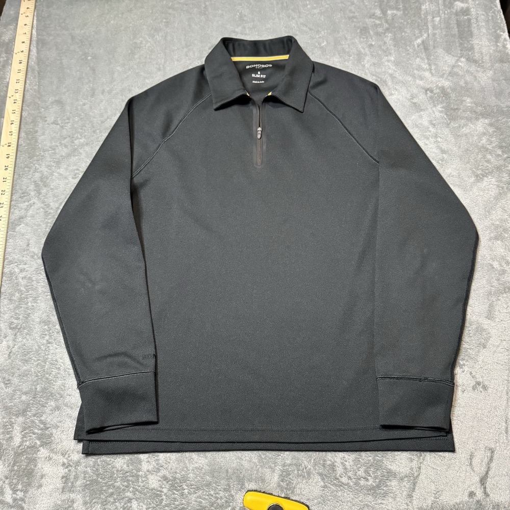Bonobos Golf Pullover Mens Small Black Slim Fit Quarter Zip Performance Shirt